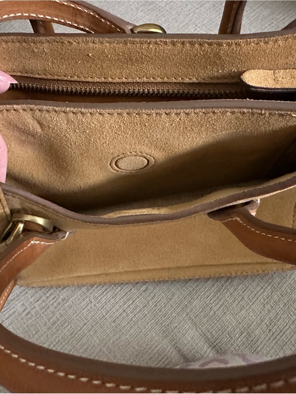 Polo by Ralph Lauren Tan Suede Satchel with Brown Leather Trim - Picture 10 of 12
